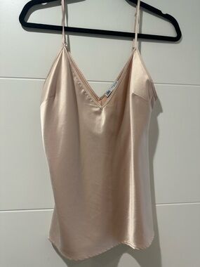 Zara Satin Camisole Tank Top in Blush Pink